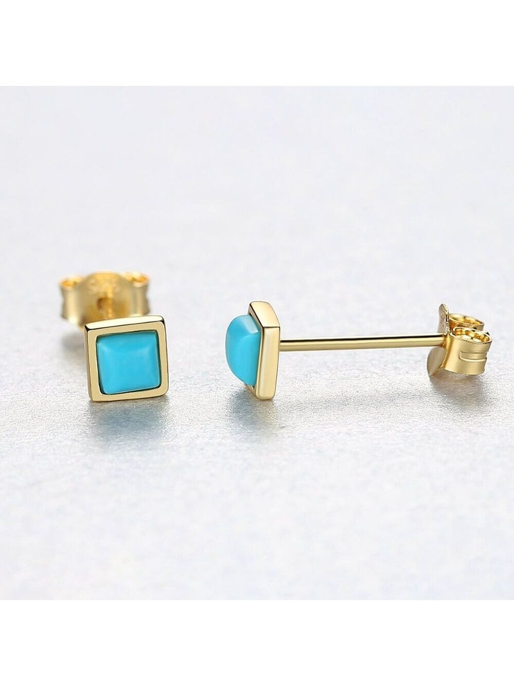 3mm Sterling Silver Square Opal Stud Earrings - Picture 6 of 6